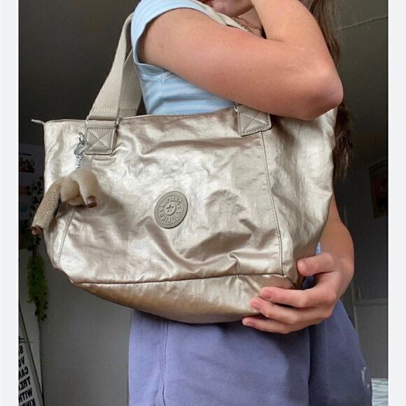 Kipling sugar metallic shopper tote handbag/small medium - Picture 2 of 9